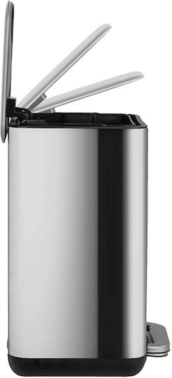 Estia Cubic Inox Badezimmer Mülleimer Sanftes Schließen 6Es Silber
