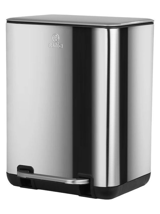 Estia Cubic Inox Bathroom Basket Soft Close 6lt Silver