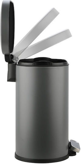 Ovoid 02-21443 Metallic Bathroom Bin Soft Close 6lt Gray
