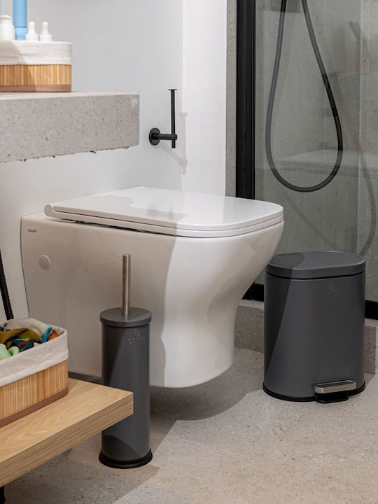 Ovoid 02-21443 Metallic Bathroom Bin Soft Close 6lt Gray