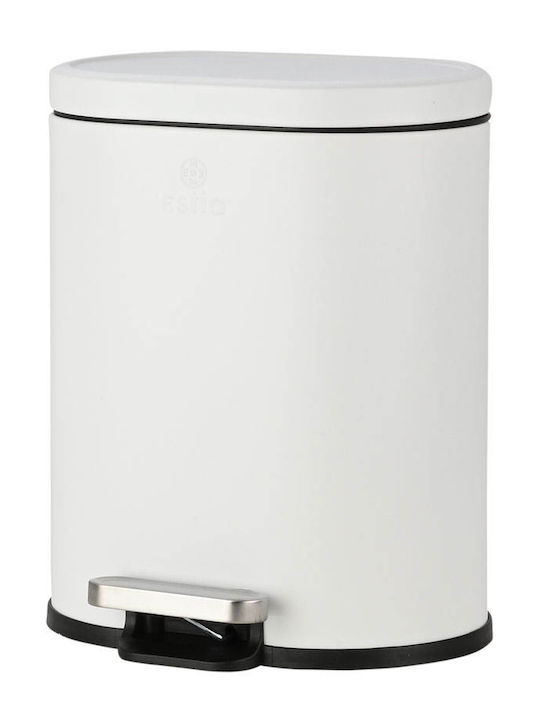 Estia Bathroom Trash Can Ovoid Soft Close 6L White