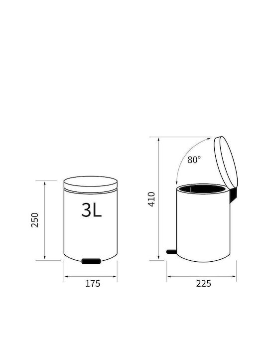 Geesa 362412404-110 Inox Καλαθάκι Μπάνιου 3lt Ασημί