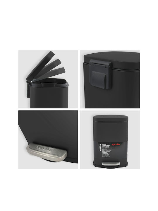 Dimitracas Akira 05392.001 Metallic Bathroom Basket Soft Close 5lt Black Matt