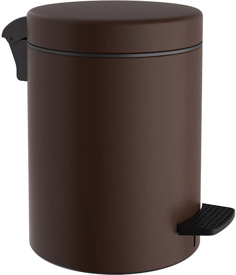 Pam & Co Μεταλλικό Καλαθάκι Μπάνιου Soft Close 5lt Καφέ