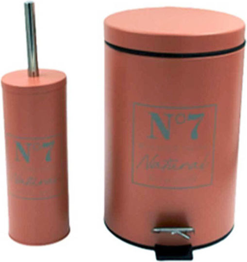 Sidirela Natyral E-3659 Metalic Set coș de gunoi și perie pentru baie Dusty Pink
