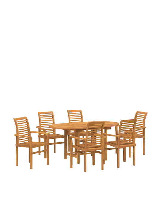 Garten- und Outdoor-Möbelsets Typsatz Speisesaal 7 Stück Braune