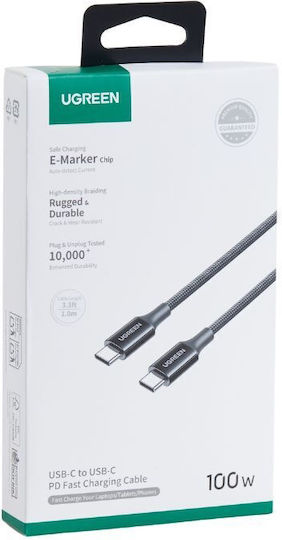 Ugreen USB 2.0 Cable USB-C male - USB-C 100W PD Μαύρο 2m 65250