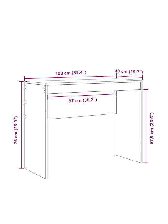Computer Büro Holz Grey Sonoma 100x40x76cm