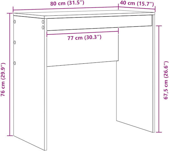 Γραφείο Ξύλινο Ρουστίκ 80x40x76εκ.