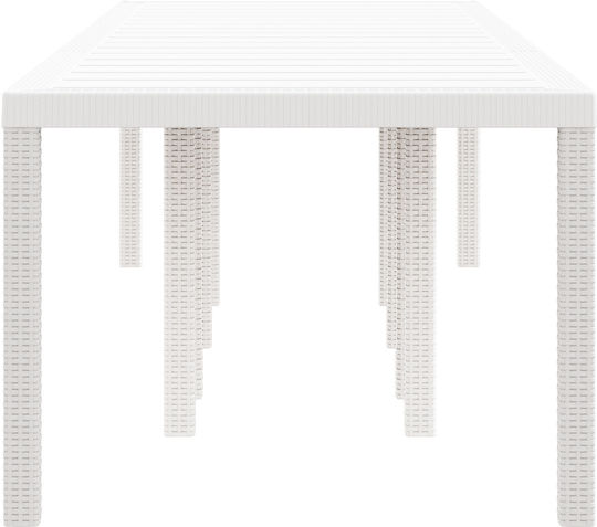 Τραπέζι Εξωτερικού Χώρου Rattan Λευκό 300x100x73εκ.