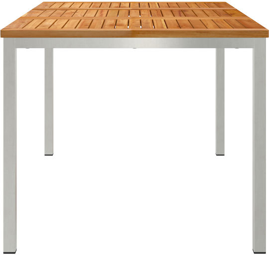 Masă Exterior Teak Cu Ramă Metalică Maro 150x90x75cm