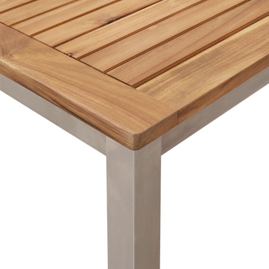 Masă Exterior Teak Cu Ramă Metalică Maro 150x90x75cm
