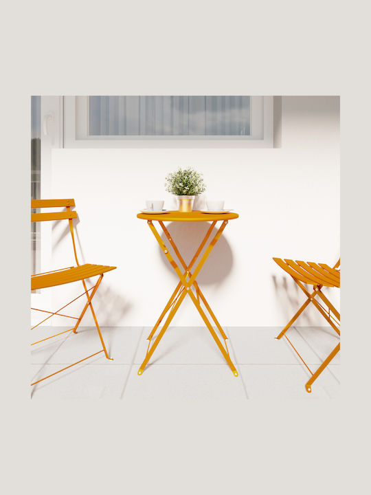 Sitting Room Outdoor Foldable Metal Table Mustard 50x50x71cm