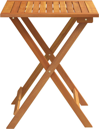 Outdoor Dinner Foldable Wood Table Natural 60x60x72cm