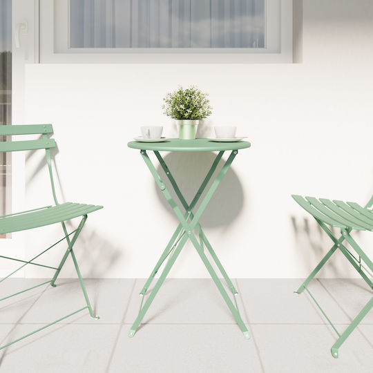 Sitting Room Outdoor Foldable Metal Table Light Mint 50x50x71cm