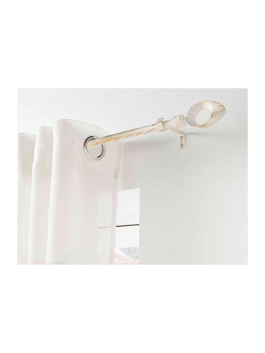 Douceur d'Intérieur Ausziehbare Metallische Vorhangstange Ovalon Einzeln Φ19mm 210-210cm Weiß