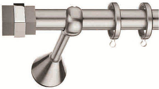 Enis by Domus Metallic Curtain Pole Montana Double with Rail Φ25mm 240cm Nickel Matte - Chrome