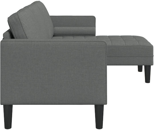 Corner Couch Dark Gray with Decorative Pillows 173x131x67 cm