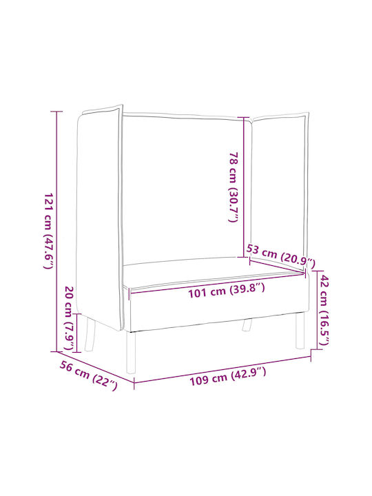 Colțar Canapea Cu Unghi Reversibil Tabac Maro 109x56x121cm