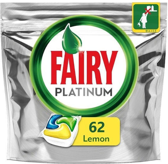 Fairy Platinum All in One 62 Κάψουλες Πλυντηρίου Πιάτων με Άρωμα Lemon