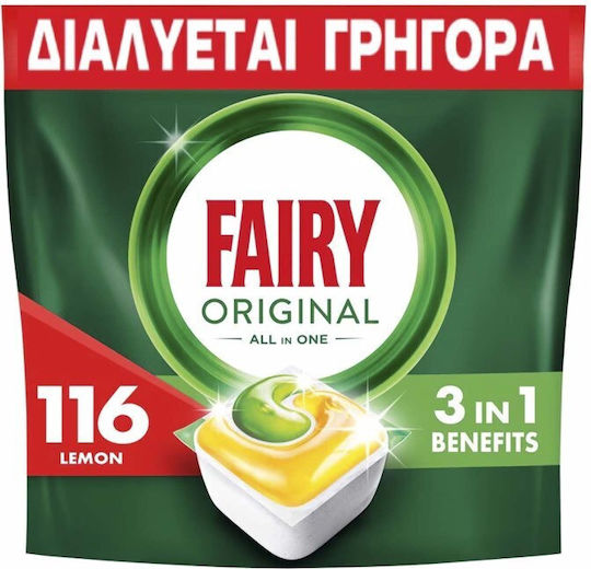 Fairy Caps Original Dishwasher Lemon Giga 116 Pieces