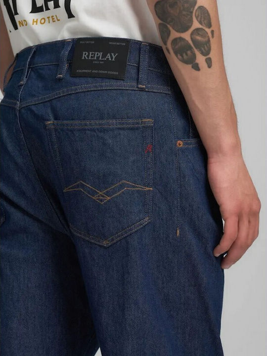 Ανδρικό Παντελόνι Τζιν με Slim Tapered Εφαρμογή Denim Blue