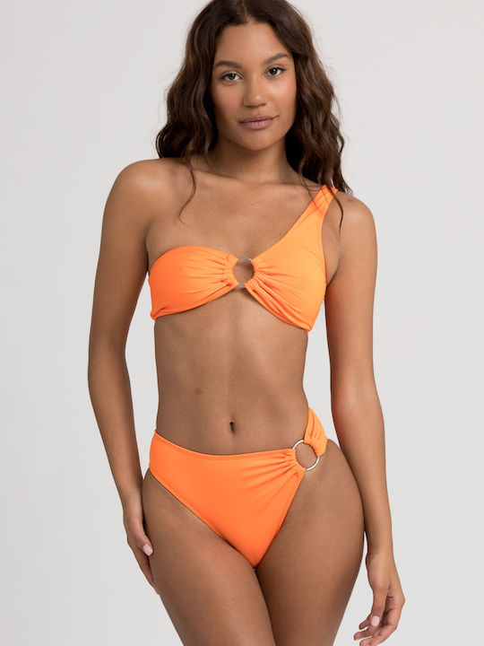 Bikini Set One Shoulder Top & Slip Bottom Orange