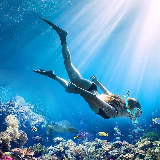 Mască De Scufundare Din Silicon Cu Snorkel Neagră