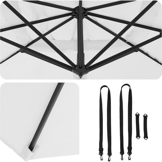 Umbrelă Suspendată Pătrată Din Aluminiu Bej 3x3xÎnălțime 2.65m