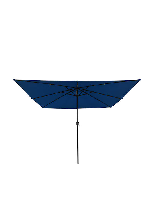 Umbrelă Pătrată Din Aluminiu Albastră 3x3xÎnălțime 2.49m