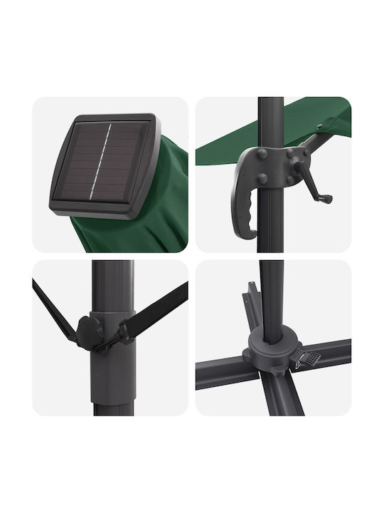 Umbrelă Suspendată Din Aluminiu Verde 2.86x2.85xÎnălțime 2.7m