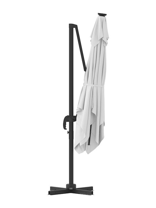 Hanging Square Aluminum Garden Parasol Beige 3x3xHeight 2.65m