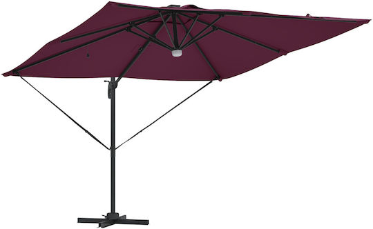 Hängender Aluminium-Burgunder Garten- und Terrassen-Sonnenschirm 2,86x2,85xHöhe 2,7 m
