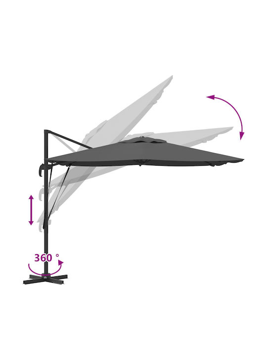 Hanging Aluminum Garden Parasol Grey 2.86x2.85xHeight 2.65m