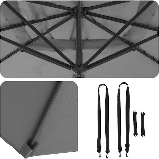 Garten- und Terrassen-Sonnenschirm Hängend Aluminium Gray 2,86x2,85xHöhe 2,65 m