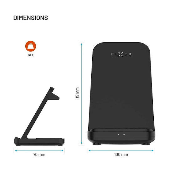 Fixed Ασύρματος Φορτιστής (Qi Pad) με Θύρα USB-C 20W Μαύρος