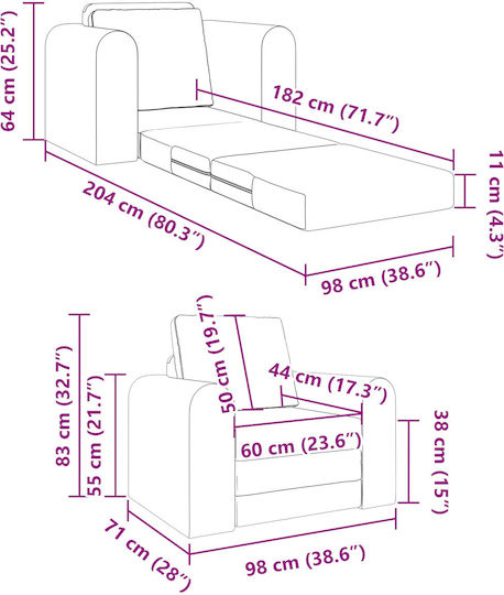 Schlafsessel Bordeaux 98x71x83cm