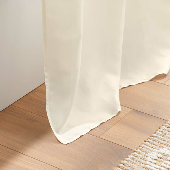 PanOikos Κουρτίνα με Τρουκς Livia Εκρού 140x260εκ.
