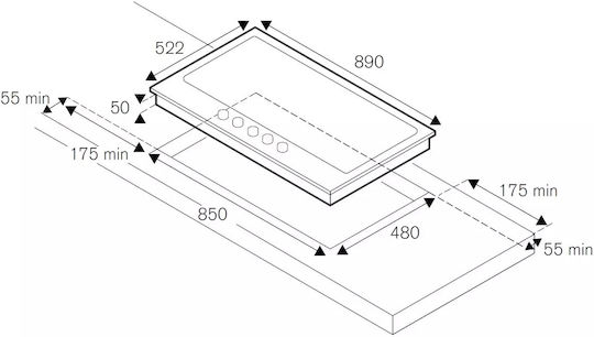 Bertazzoni Gaskochfeld Autonom 89x52.2εκ. Gold