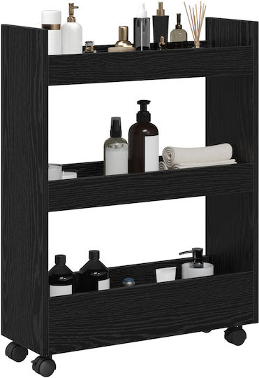 vidaXL Επιδαπέδια Ραφιέρα Μπάνιου Ξύλινη 60x22x80cm Μαύρη