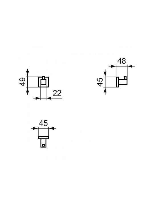 Ideal Standard Iom Square Άγκιστρο Μπάνιου Μονό Inox Ασημί