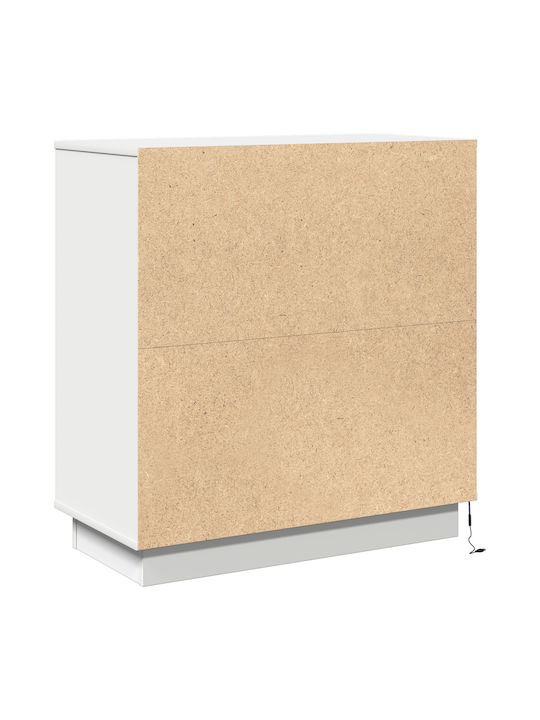 Συρταριέρα Κρεβατοκάμαρας White mit Glasoberfläche 71x34.5x75cm