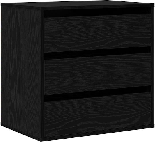 Συρταριέρα Κρεβατοκάμαρας mit 3 Schubladen Black Oak 60x41x58cm