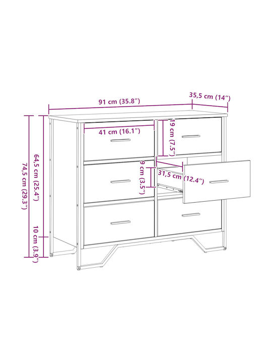 Comoda pentru Dormitor Neagră 91x35.5x74.5buc