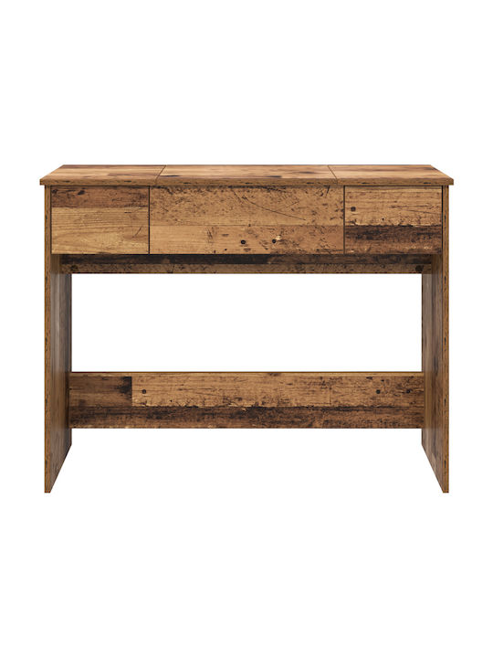 Masă De Toaletă De Podea Din Lemn Maro Cu Oglindă 100x45x76cm