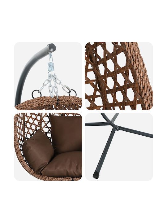 Rattan Swing Nest with Stand Brown L104xW100xH191cm