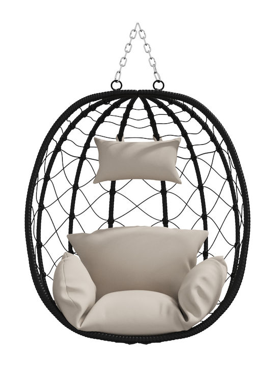 Κούνια Φωλιά με Βάση και Μαξιλάρι Rattan Καφέ Μ105xΠ95xΥ195cm