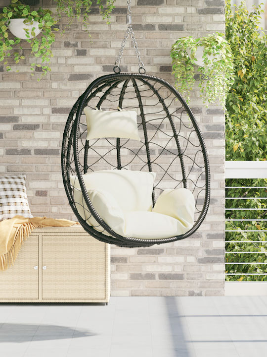 Garten & Veranda Schaukel mit Basis und Kissen Sessel Metallisch Beige L105xB95xH195cm