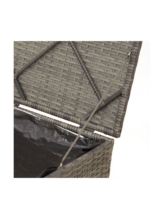 Gartenhocker Würfel Außeneinsatz Rattan mit Grau und Marine Kissen 50x50x50cm