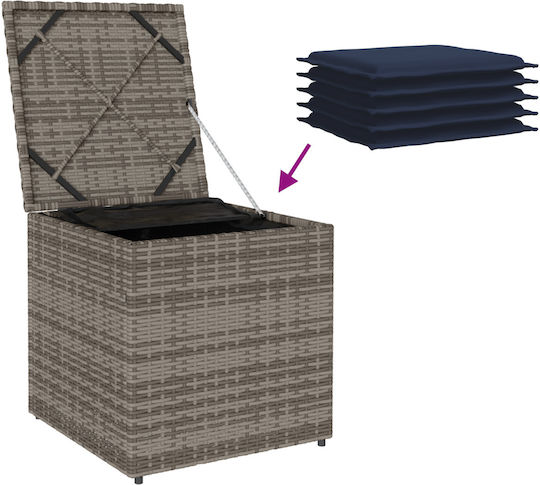 Garden Stool Cube Outdoor Rattan with Cushion Grey and Navy 50x50x50cm